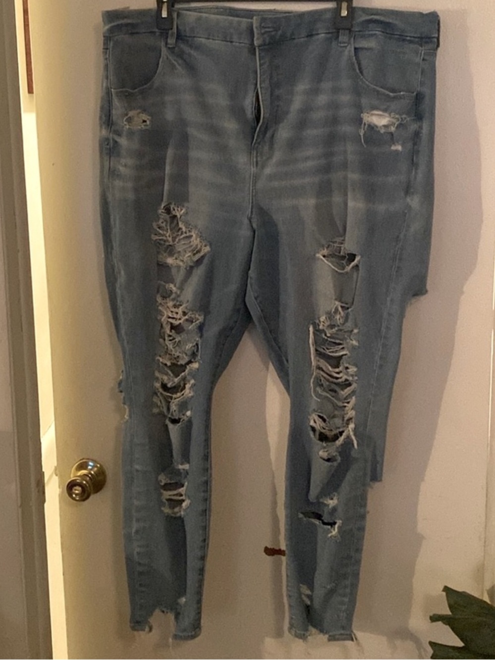 American Eagle Outfitters Light Blue Ripped Skinny Jeans